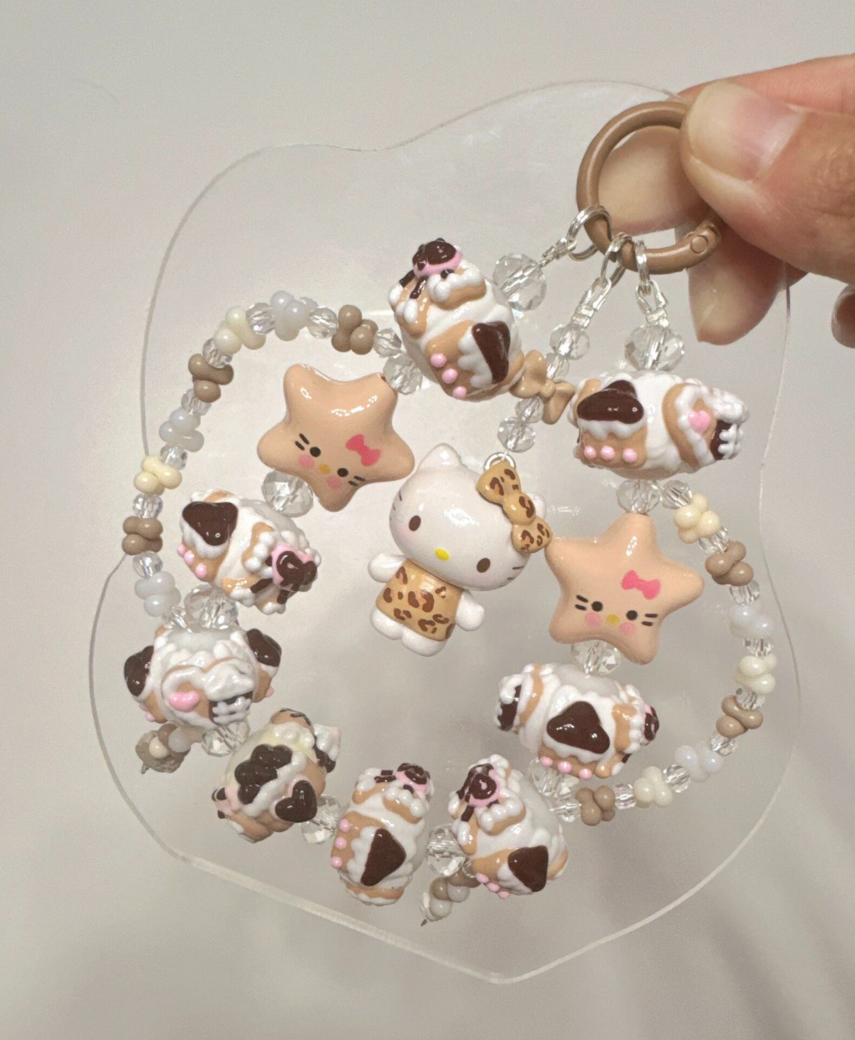 Sanrio Leopard Kitty Hand-Painted Bead Phone Charm