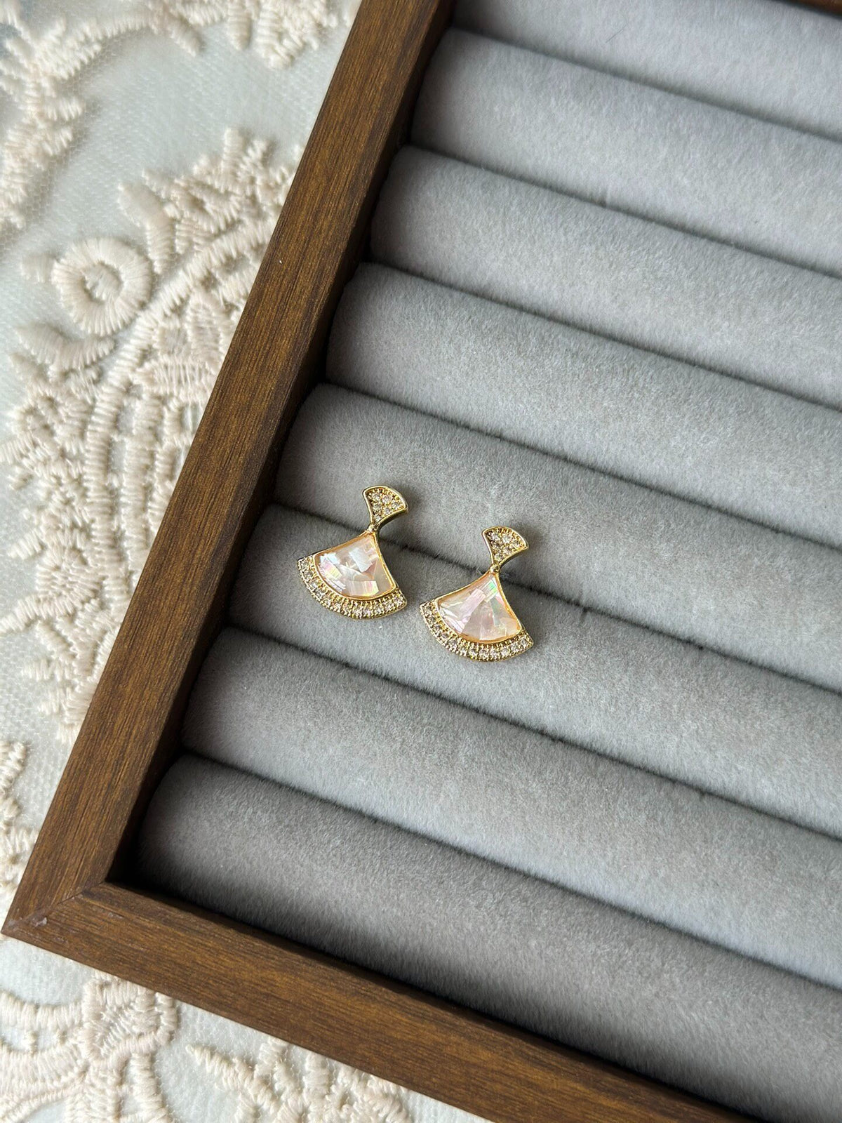 Fan-Shaped Mother-of-Pearl Earrings