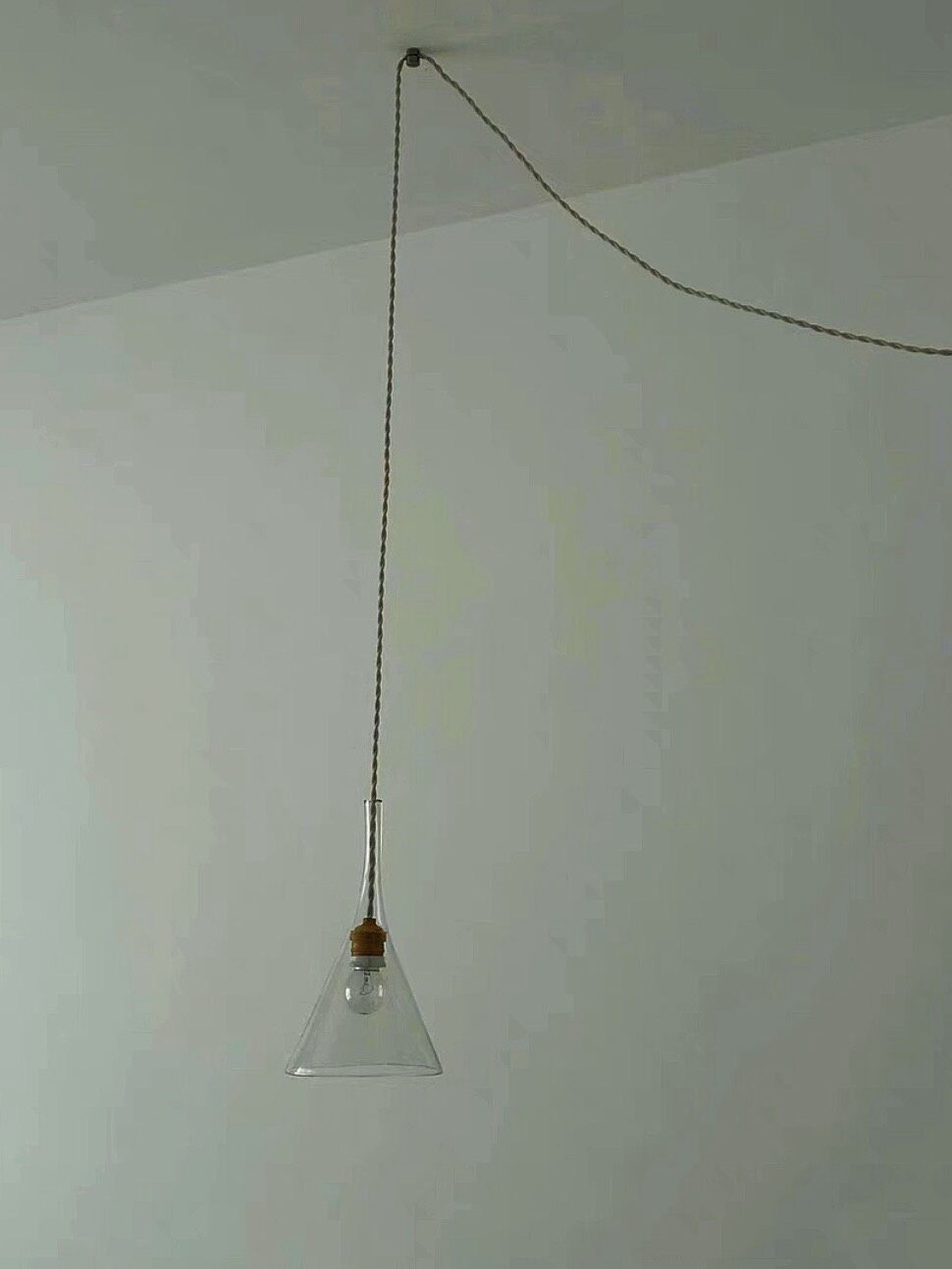 Brass Funnel Pendant Light Glass Shade