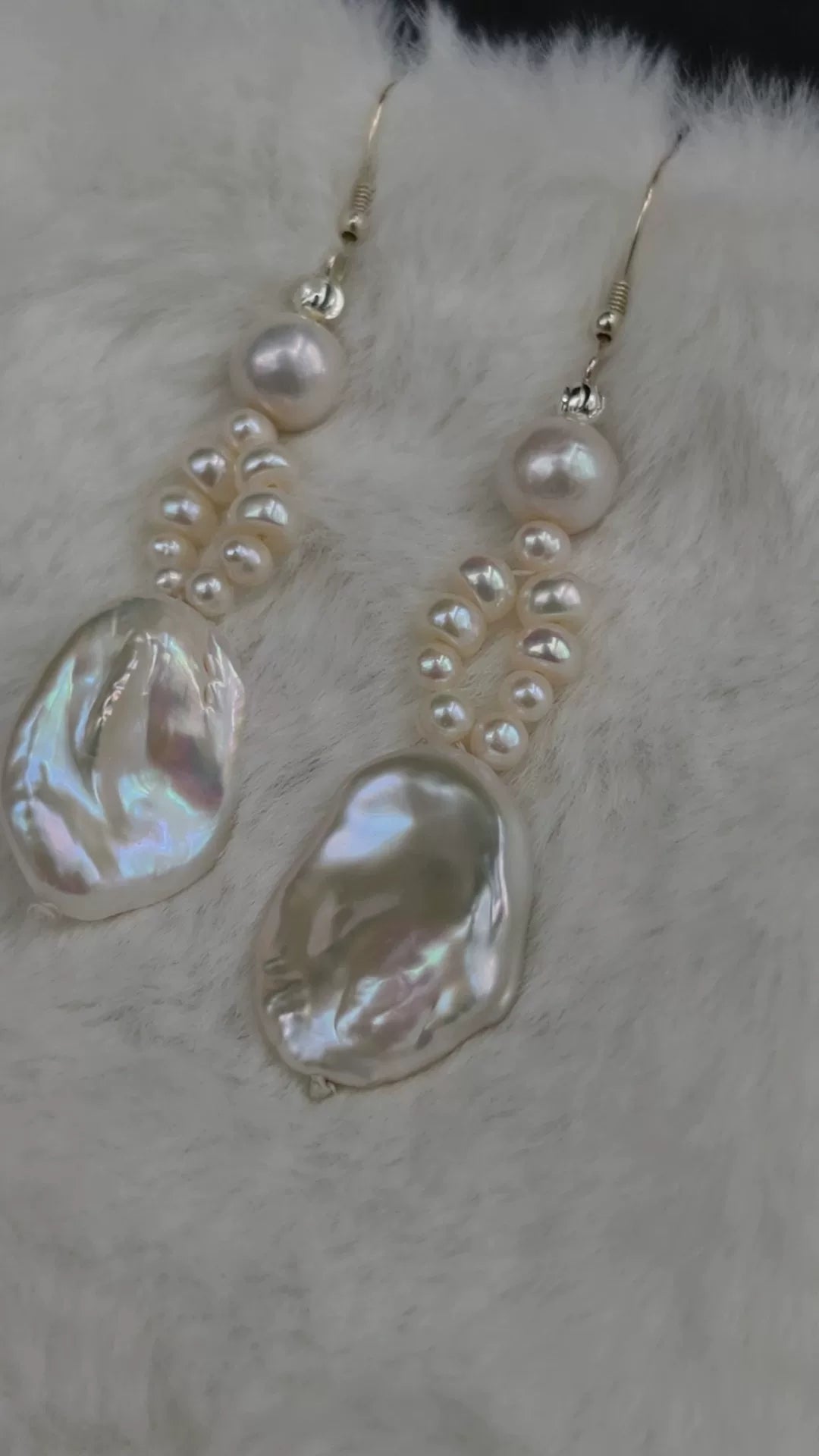 Baroque Freshwater Pearl Dangle Earrings 925 Silver