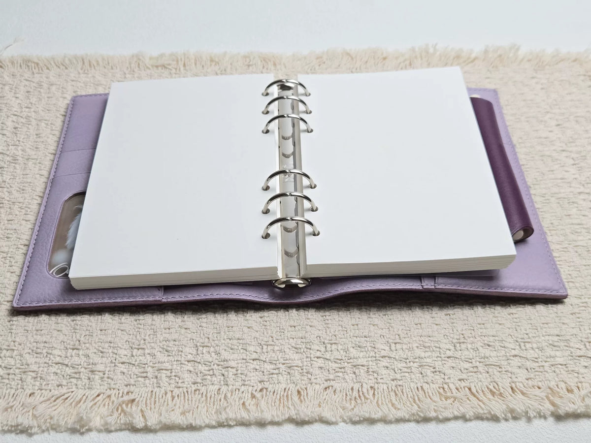 Carpeta agenda de cuero granulado púrpura