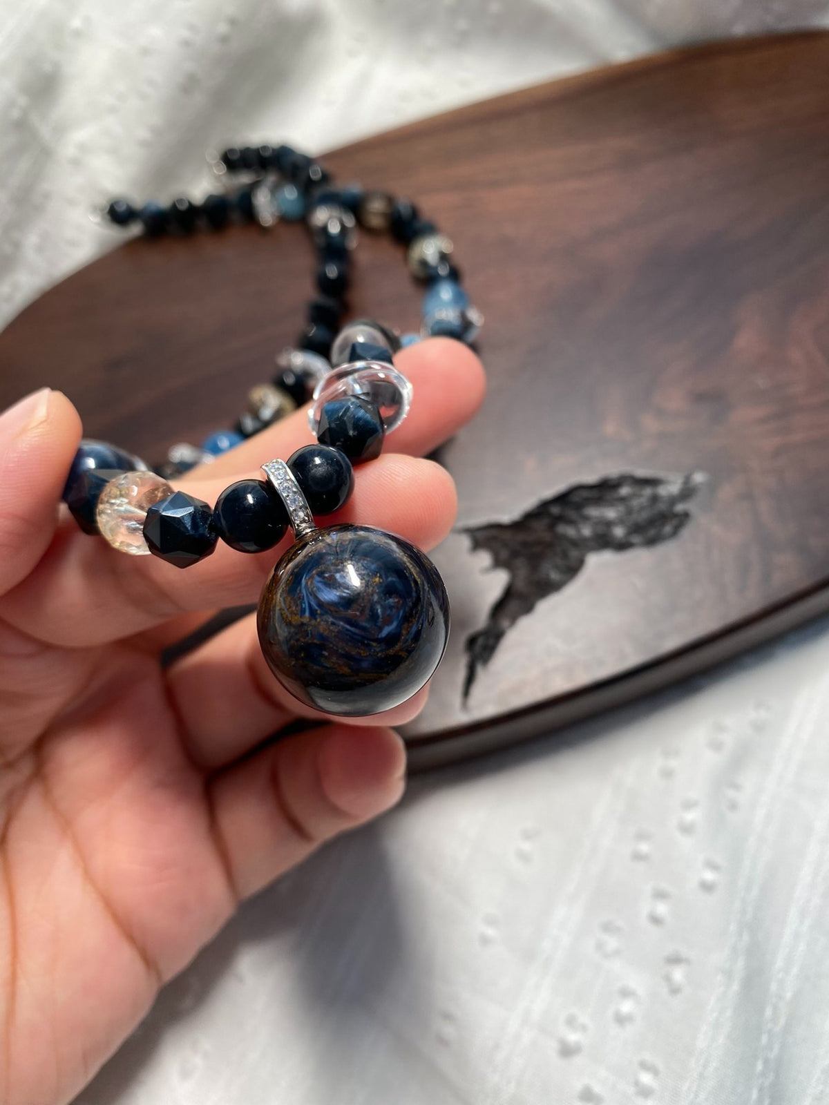 Pietersite Pendant Gemstone Beaded Necklace