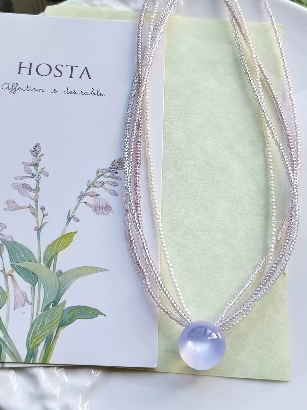 Rosa Spitzen-Collier aus tschechischen Glasperlen