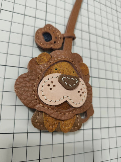 Lion-Shaped Leather Keychain with Detachable Paw Charm