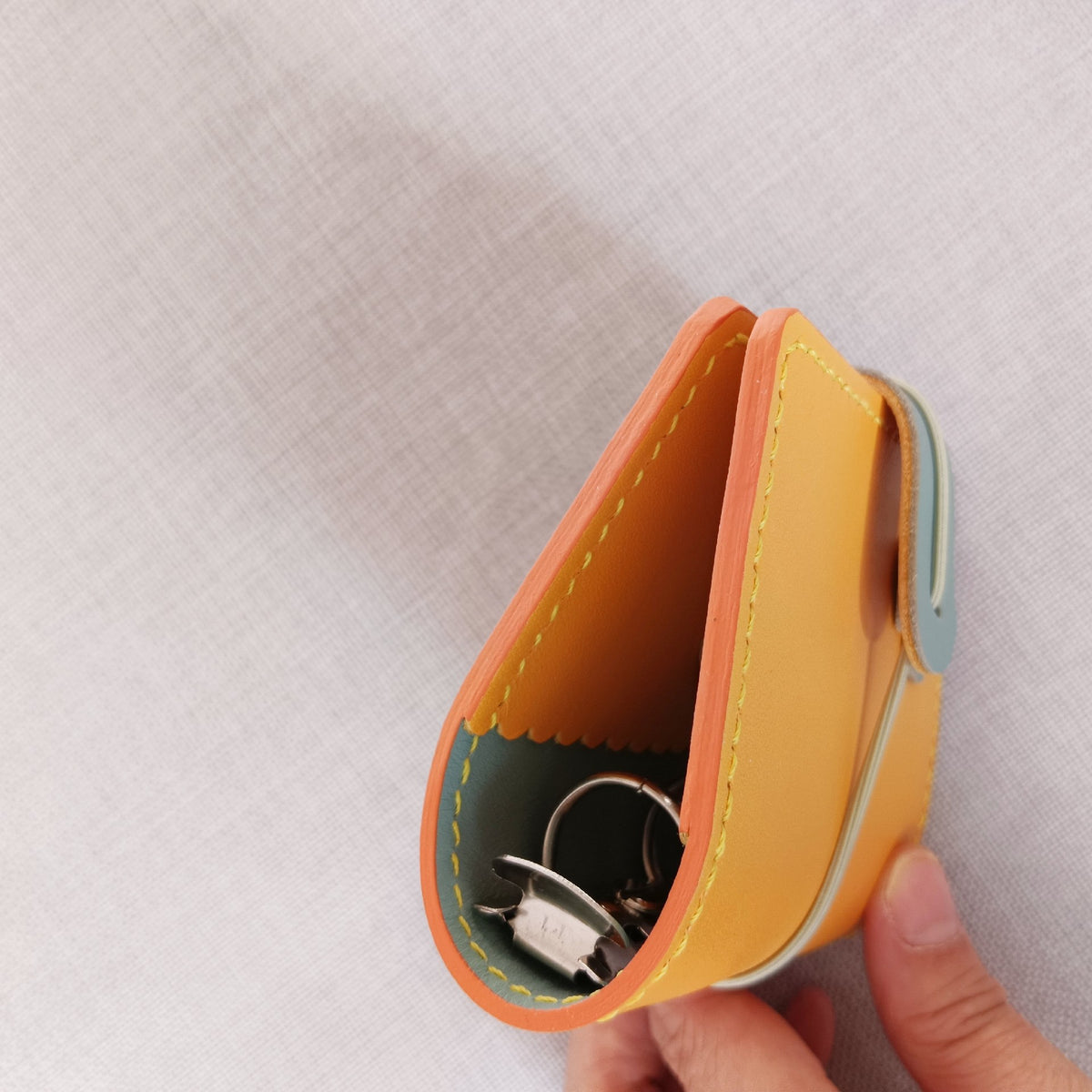 Leather Notebook Cover with Sunset Yellow Exterior