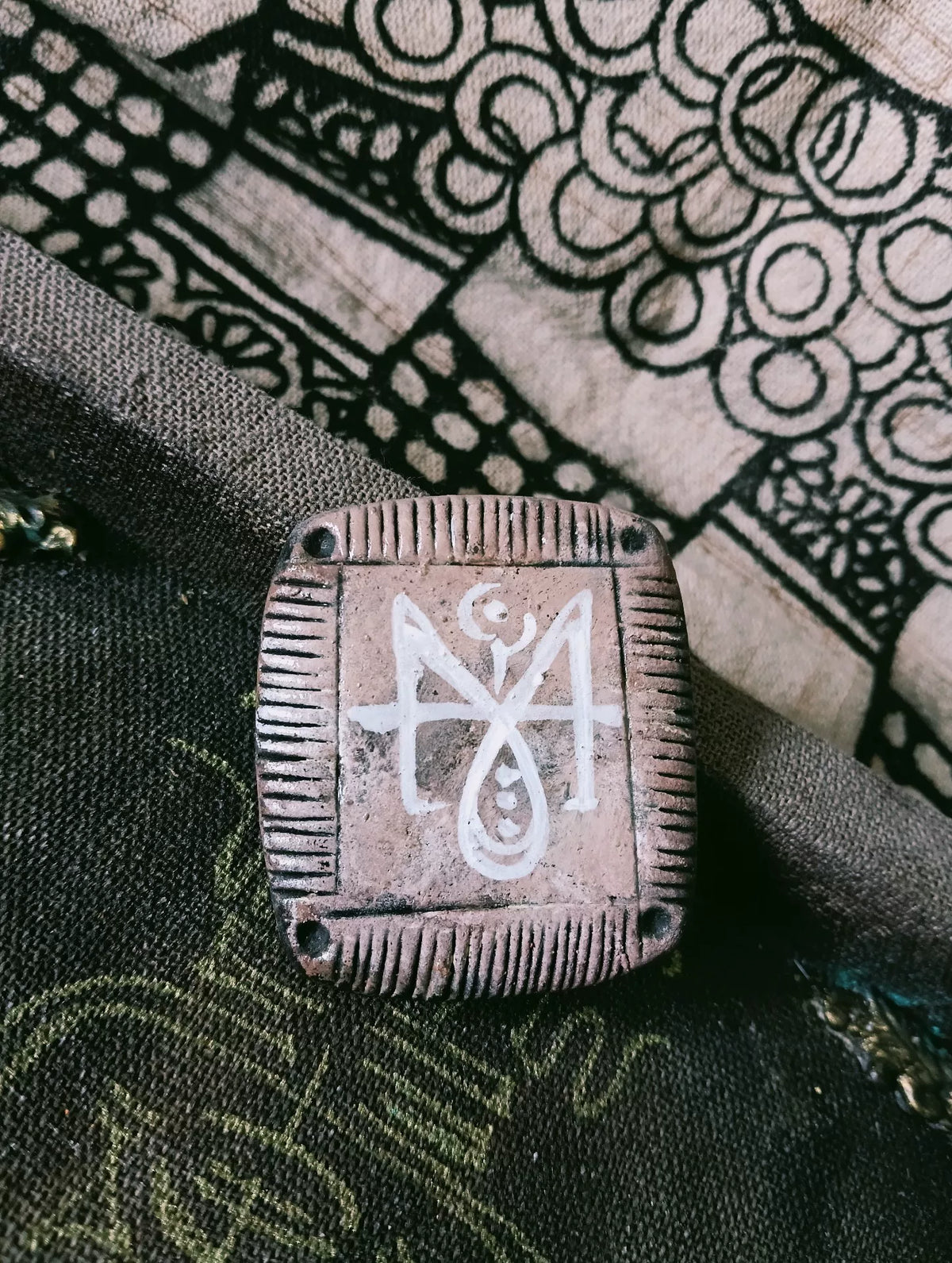 Hand Painted Ancient Totem Pendant Mixed Materials