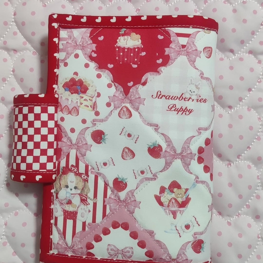 Housse de carnet A6 en tissu matelassé fait main