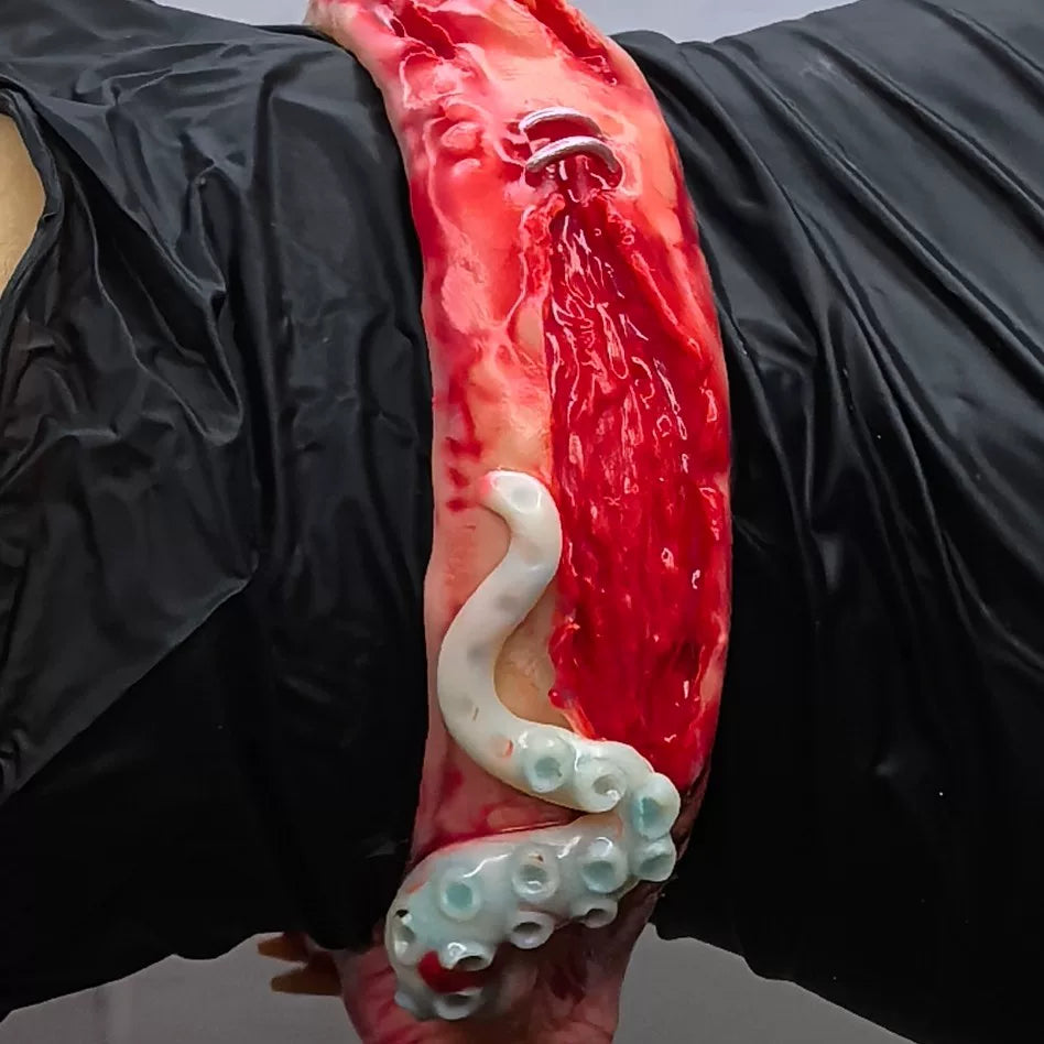 Red Flesh Horror Tentacle Eye Cuff Bracelet