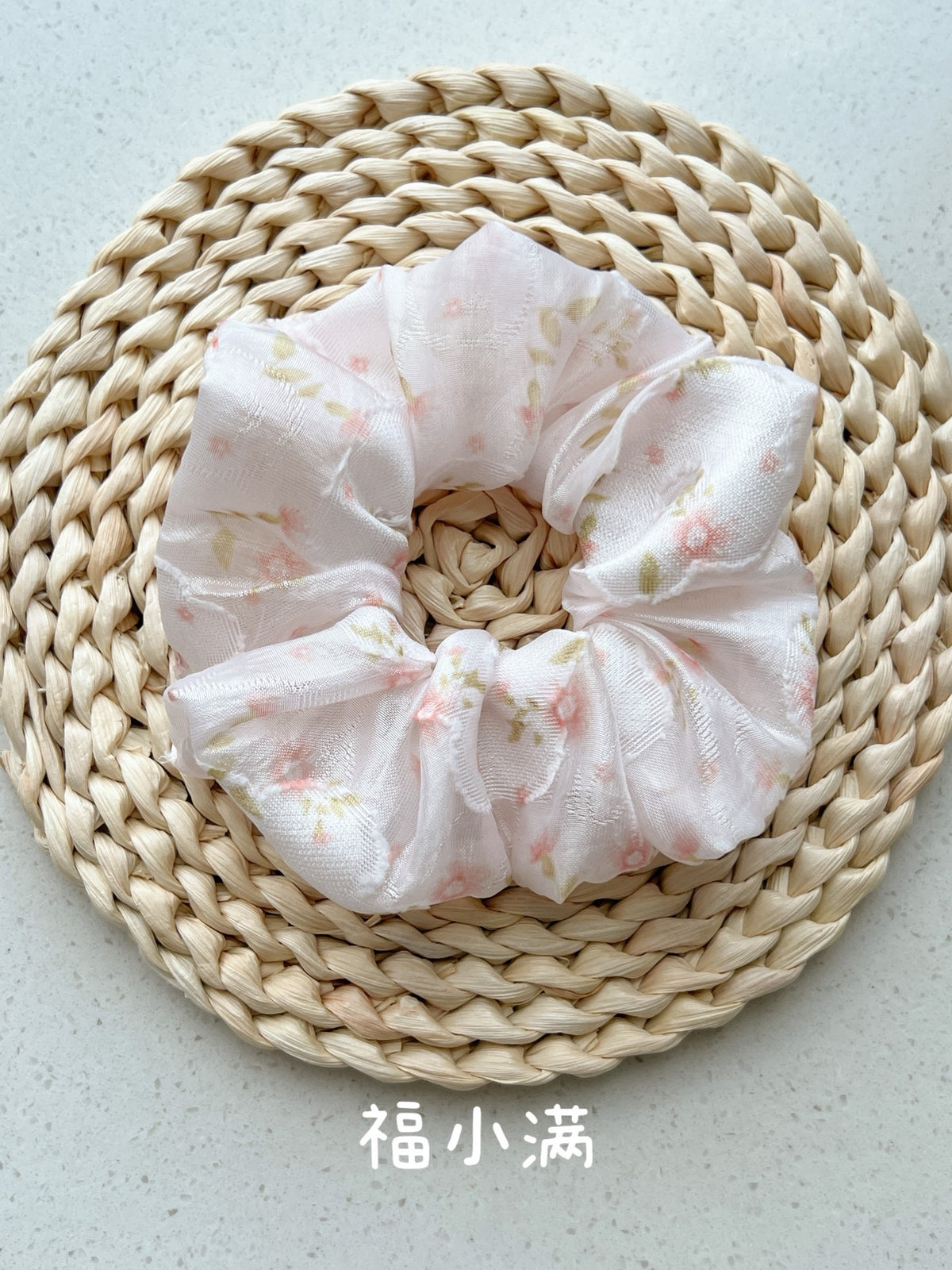 Pink Floral Scrunchie Handmade Summer Accessory