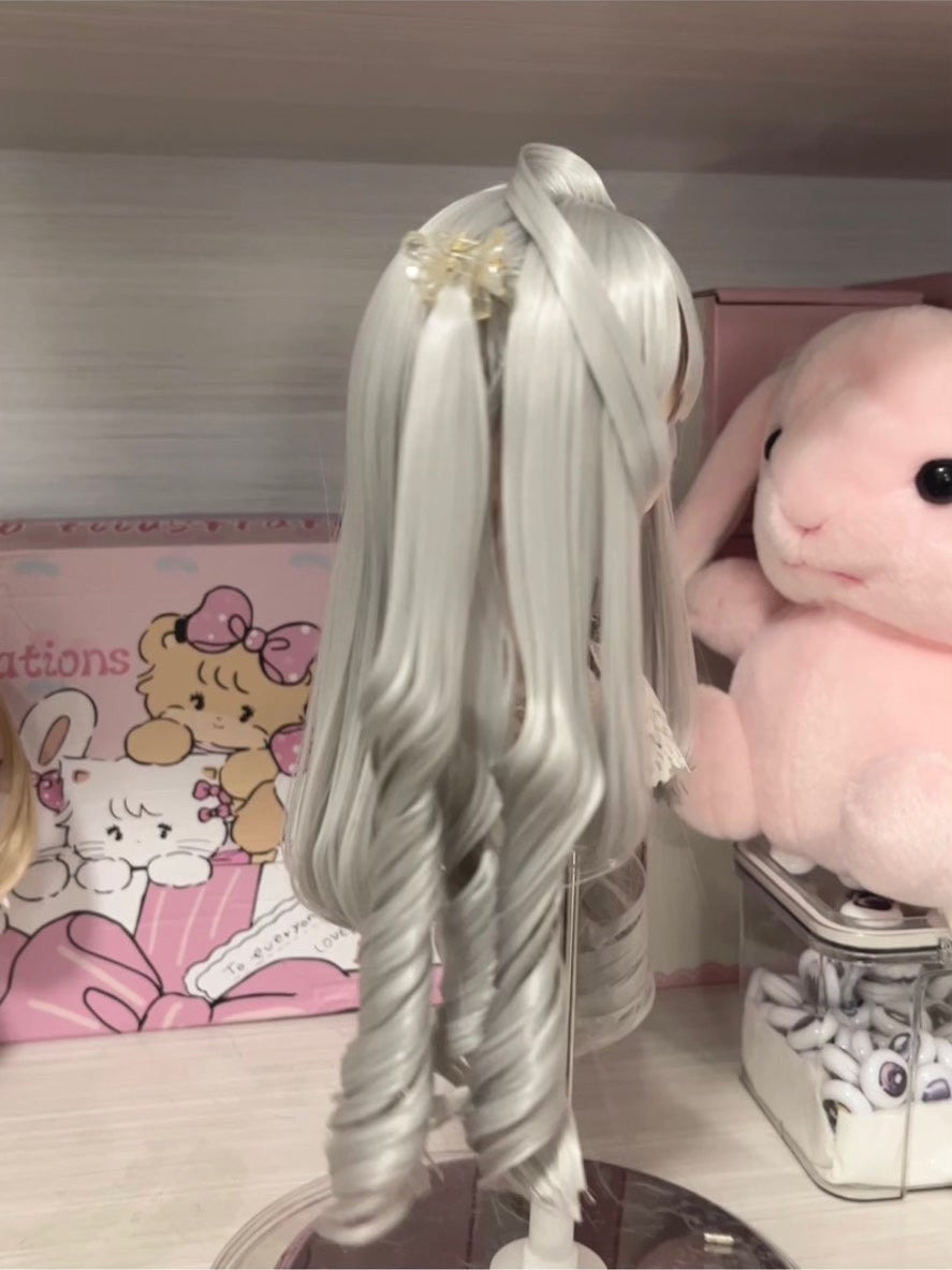 Doll Wig Silver Grey Spiral Curls