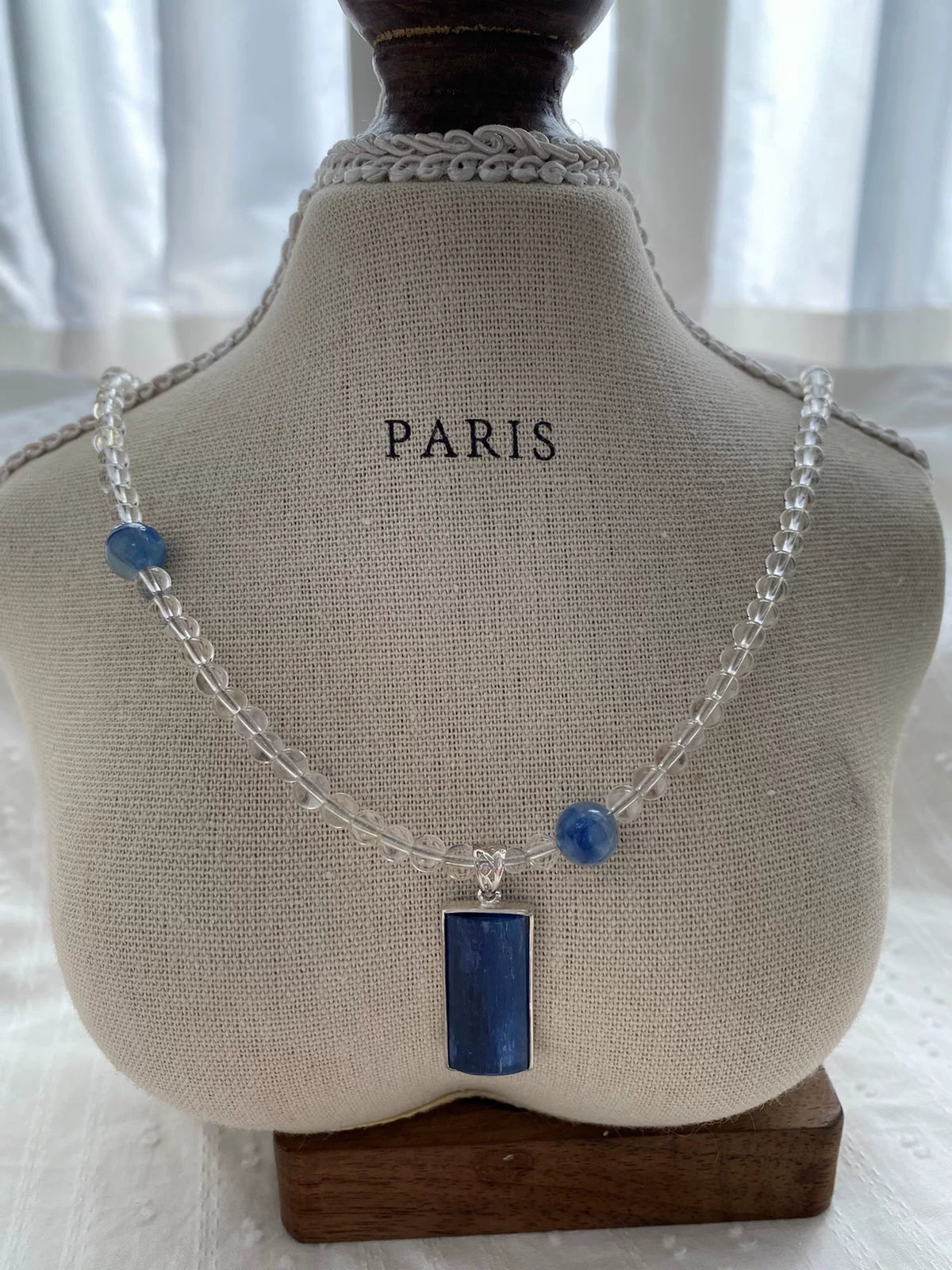 Collana Cianite e Cristallo Bianco Argento S925