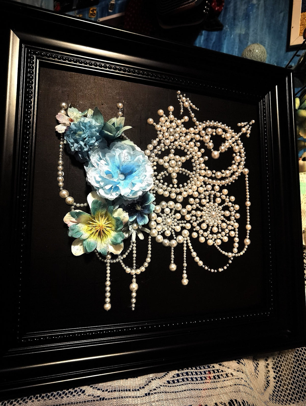 Pearl Butterfly Flower Wall Art 30cm