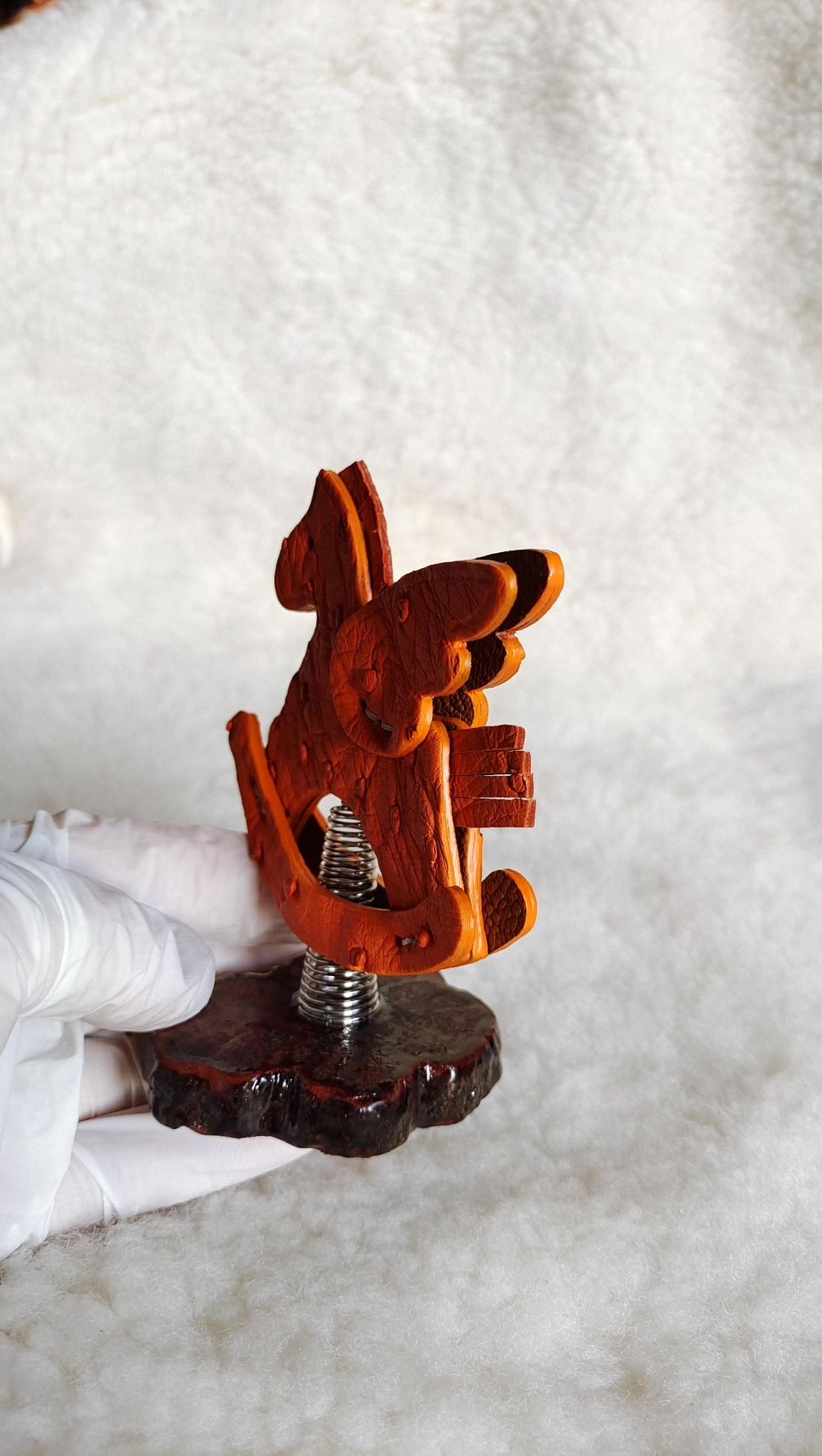 Ostrich Leather Rocking Horse Car Ornament