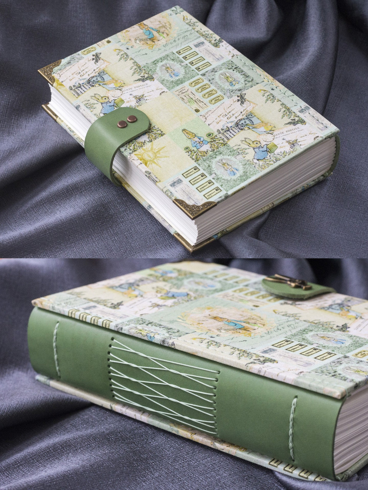 Handgemachtes Peter Rabbit Journal aus Vintage-Stoff