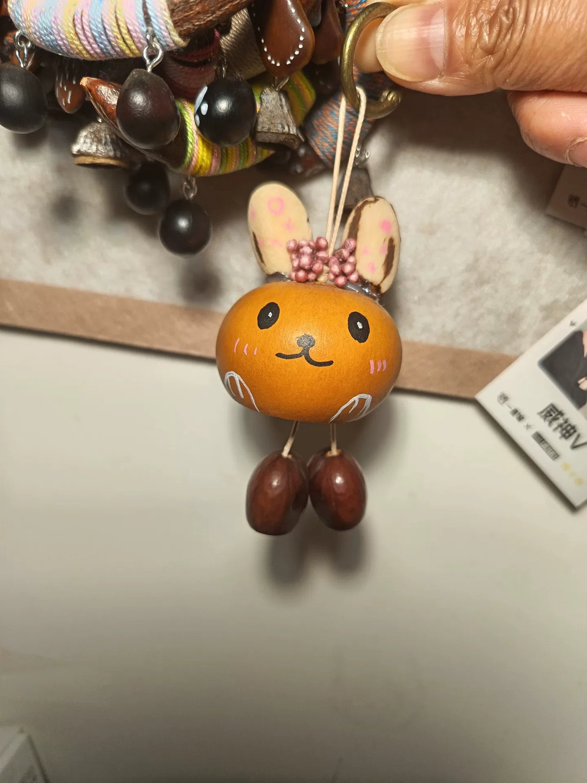 Handcrafted Fruit Shell Rabbit Pendant Keychain