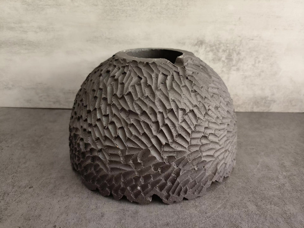 Carved Ceramic Bowl High Fired Clay