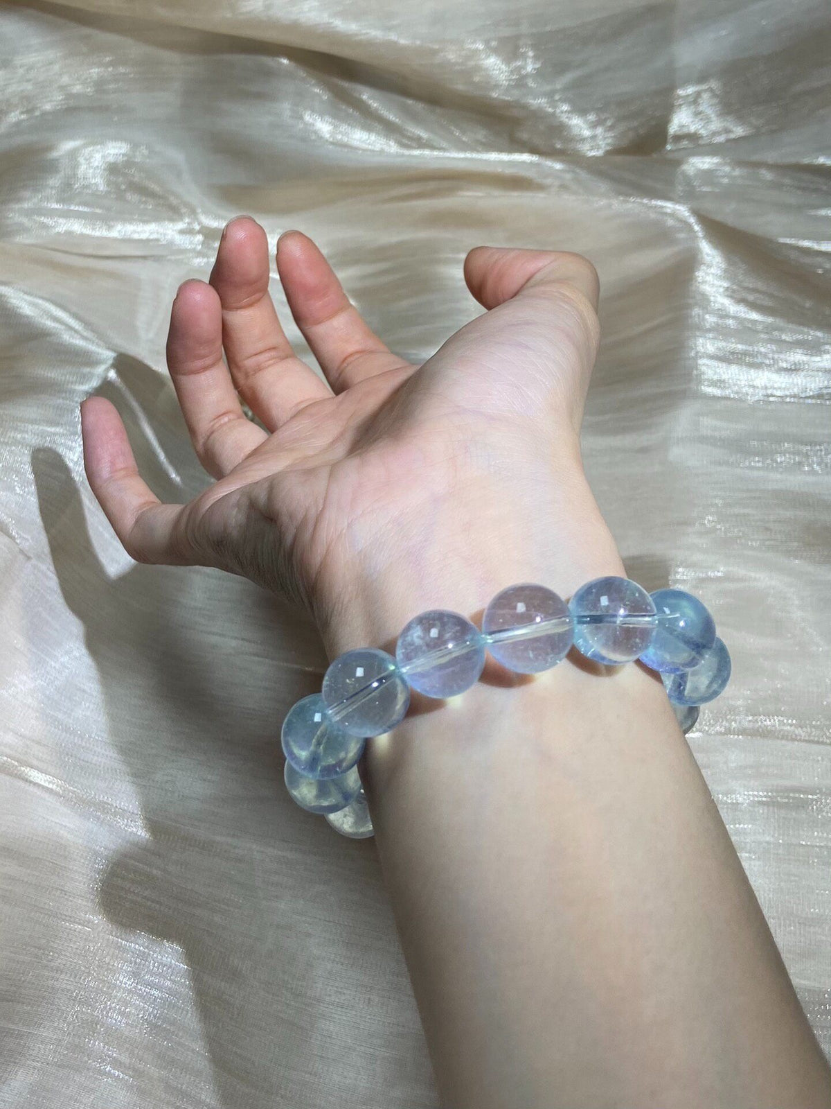 Natural Aquamarine Crystal Beaded Bracelet