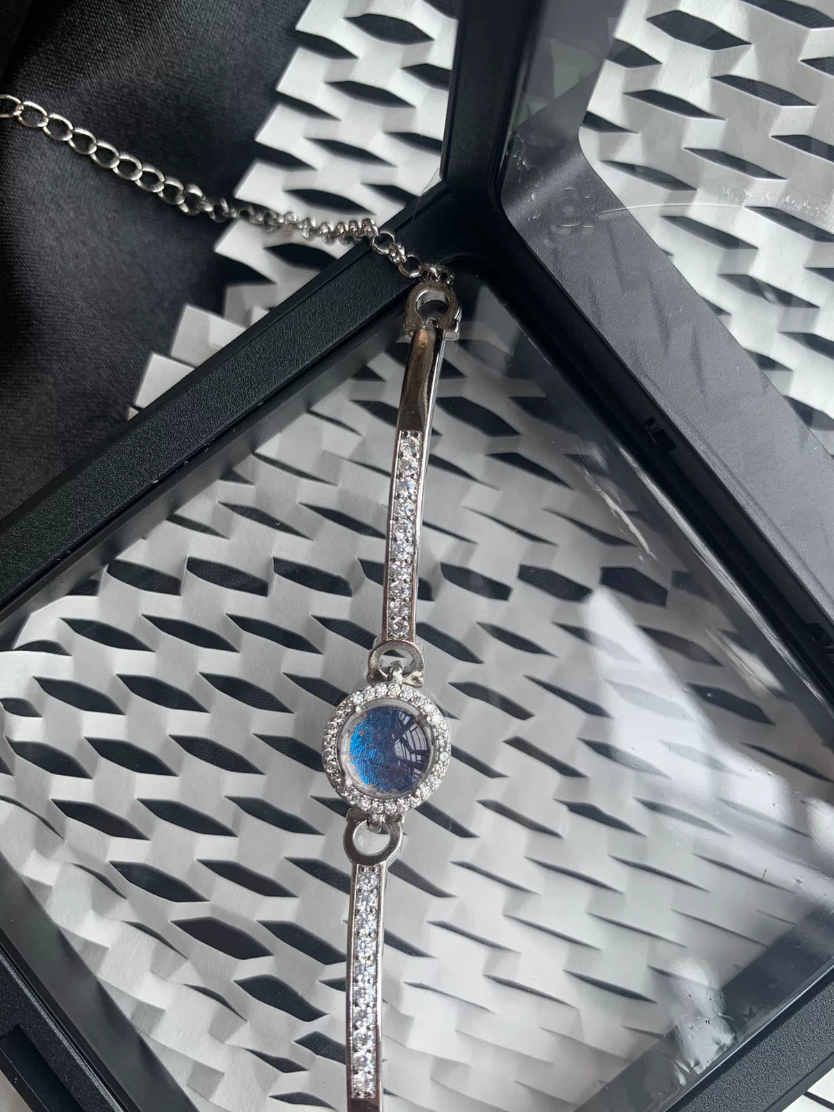 Blue Morpho Vlindervleugel Armband S925 Zilver