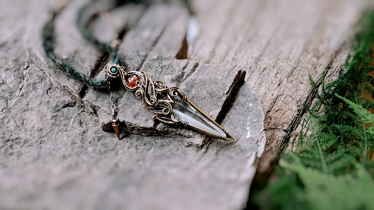 Lemurian Crystal Wire Wrapped Pendant
