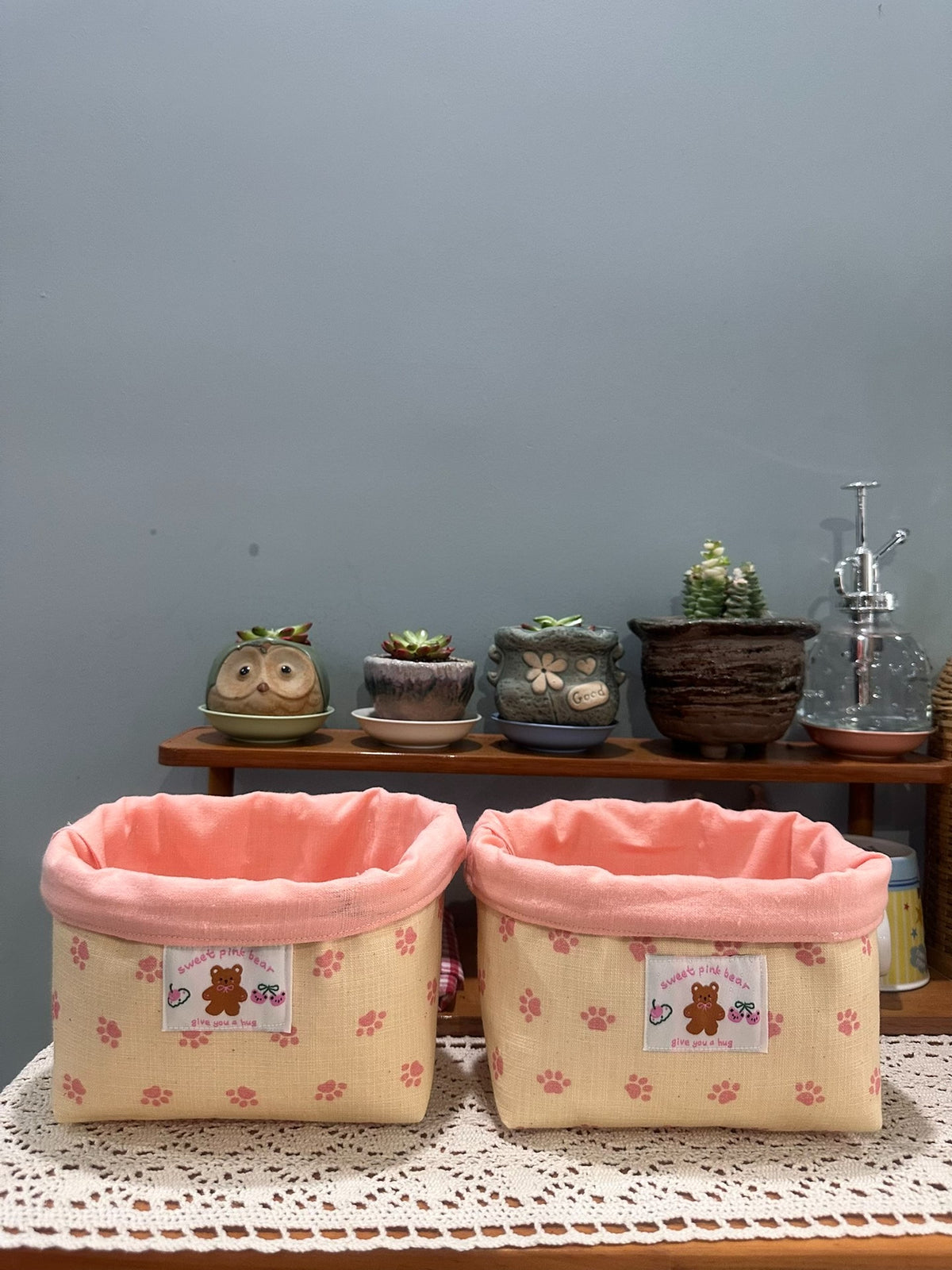 Handmade Fabric Storage Basket Set of Two