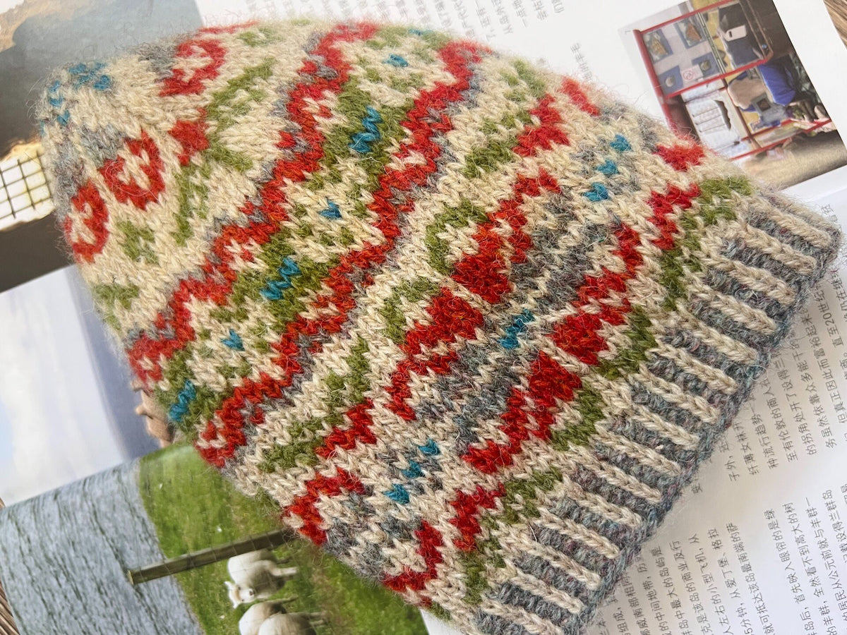 Shetland Wool Jacquard Knit Hat
