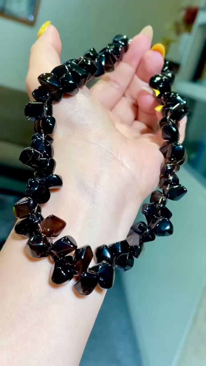 Tea Crystal Irregular Chip Necklace 38cm 80g