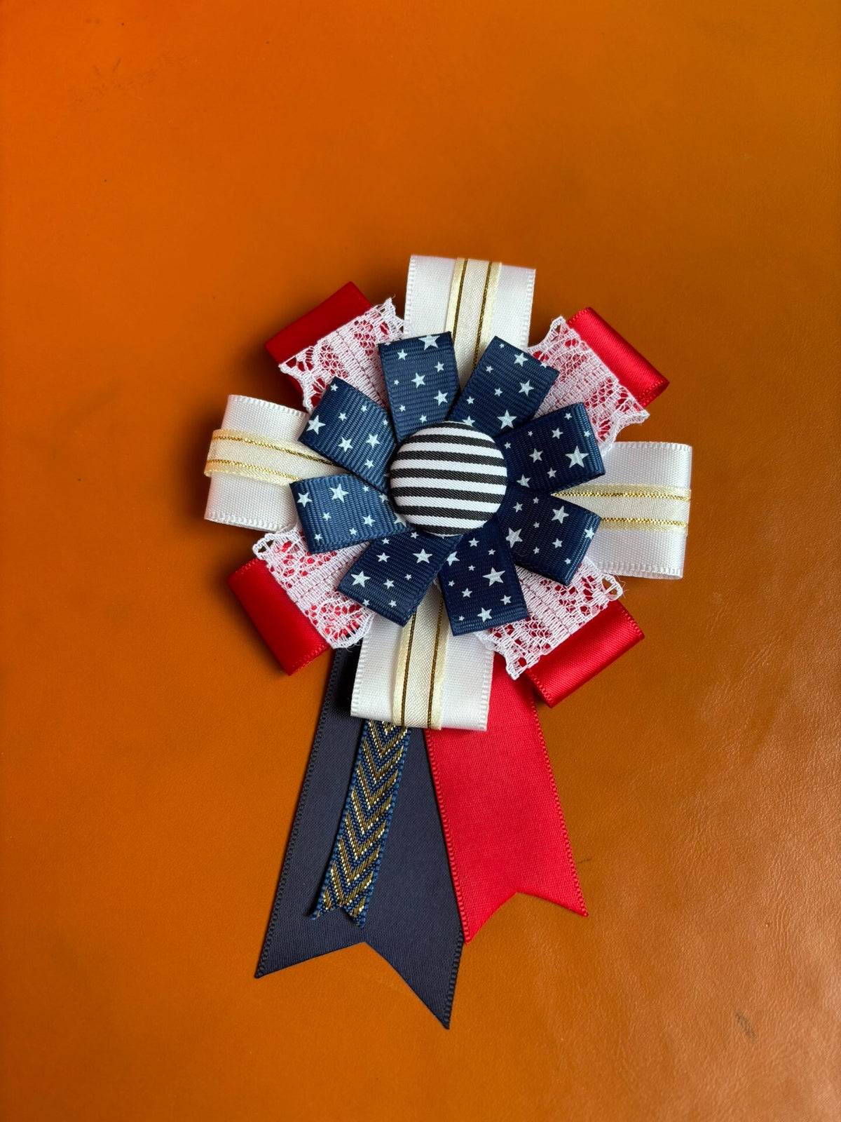 American Collegiate Corsage Brooch Red