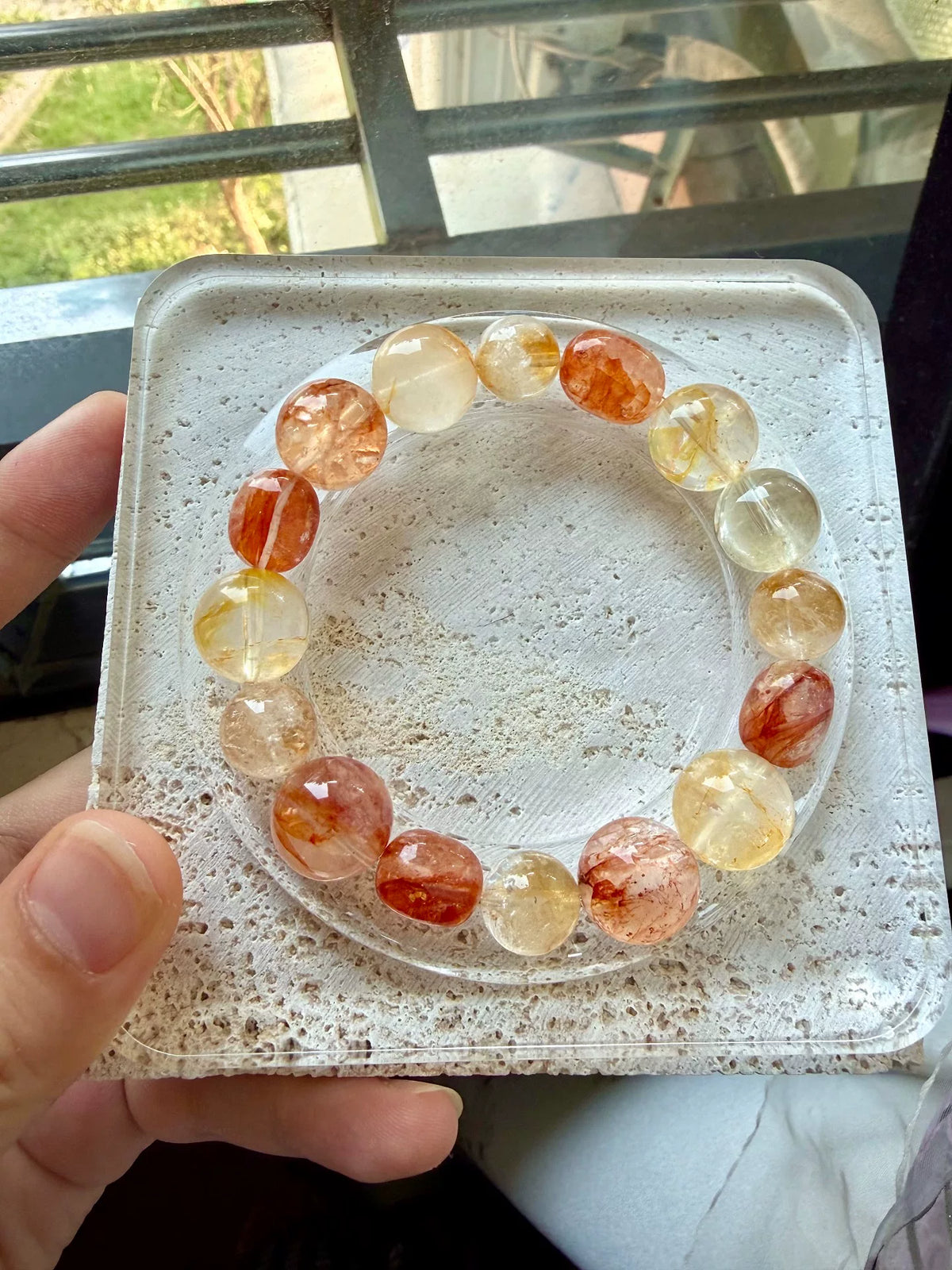 Bracciale a perline multipietra giallo