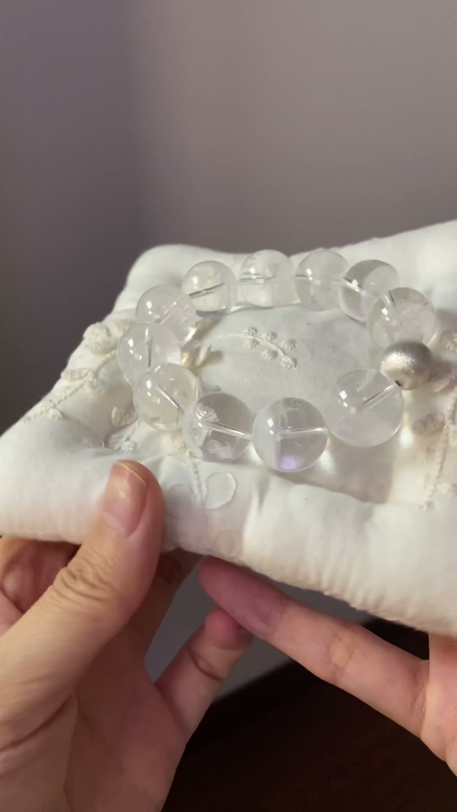 Himalayan White Phantom Quartz 17mm Beaded Bracelet