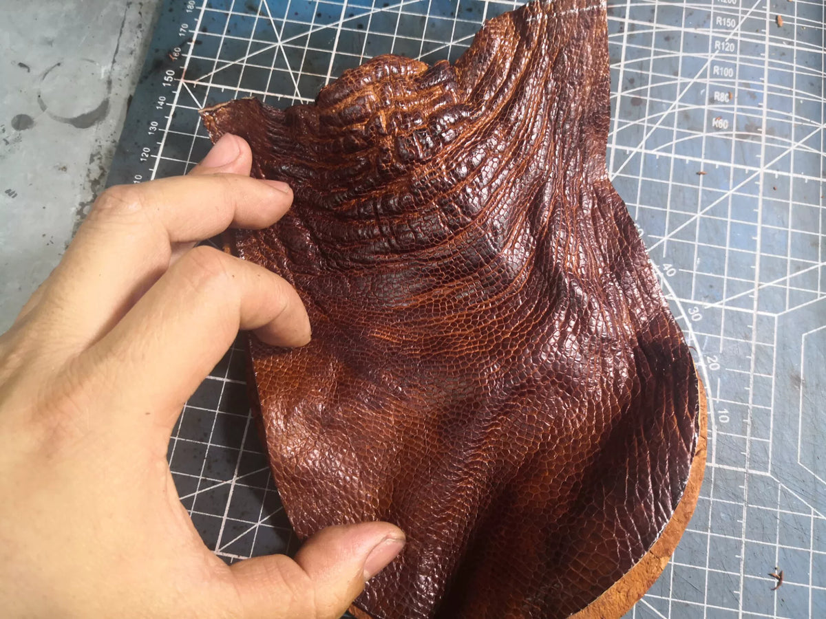 Handmade Drawstring Pouch Ostrich Thigh Root Leather