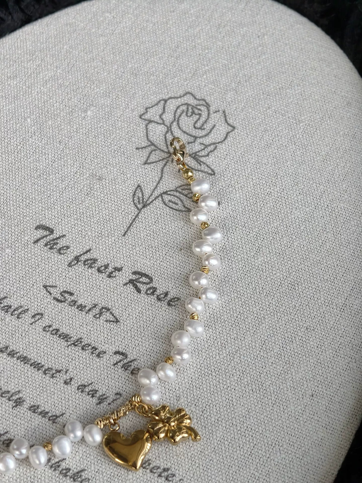 Freshwater Pearl Heart Charm Bracelet
