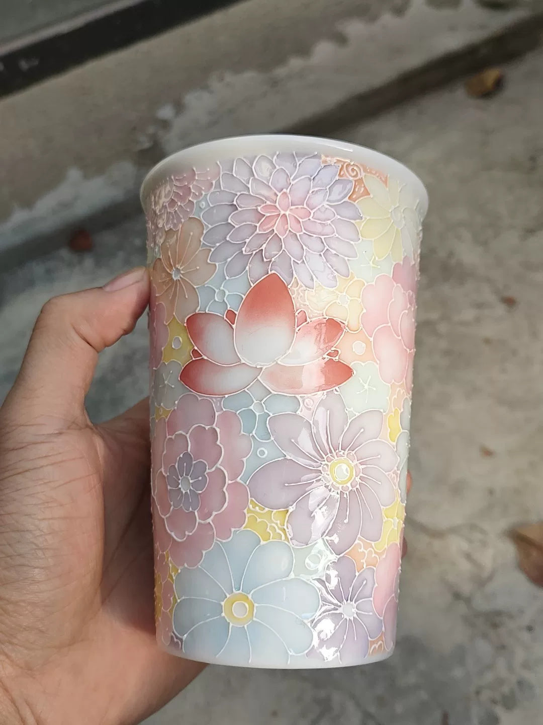 Jade Clay Floral Glaze Ceramic Mug