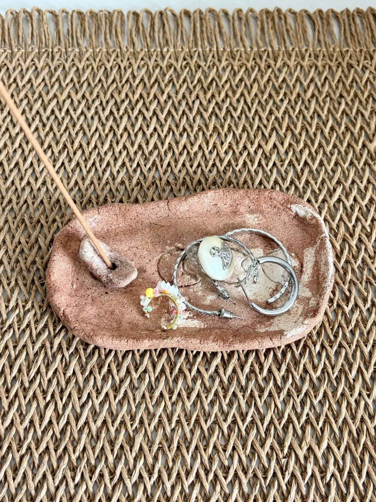 Handmade Clay Incense Holder Rustic Earthy Tone
