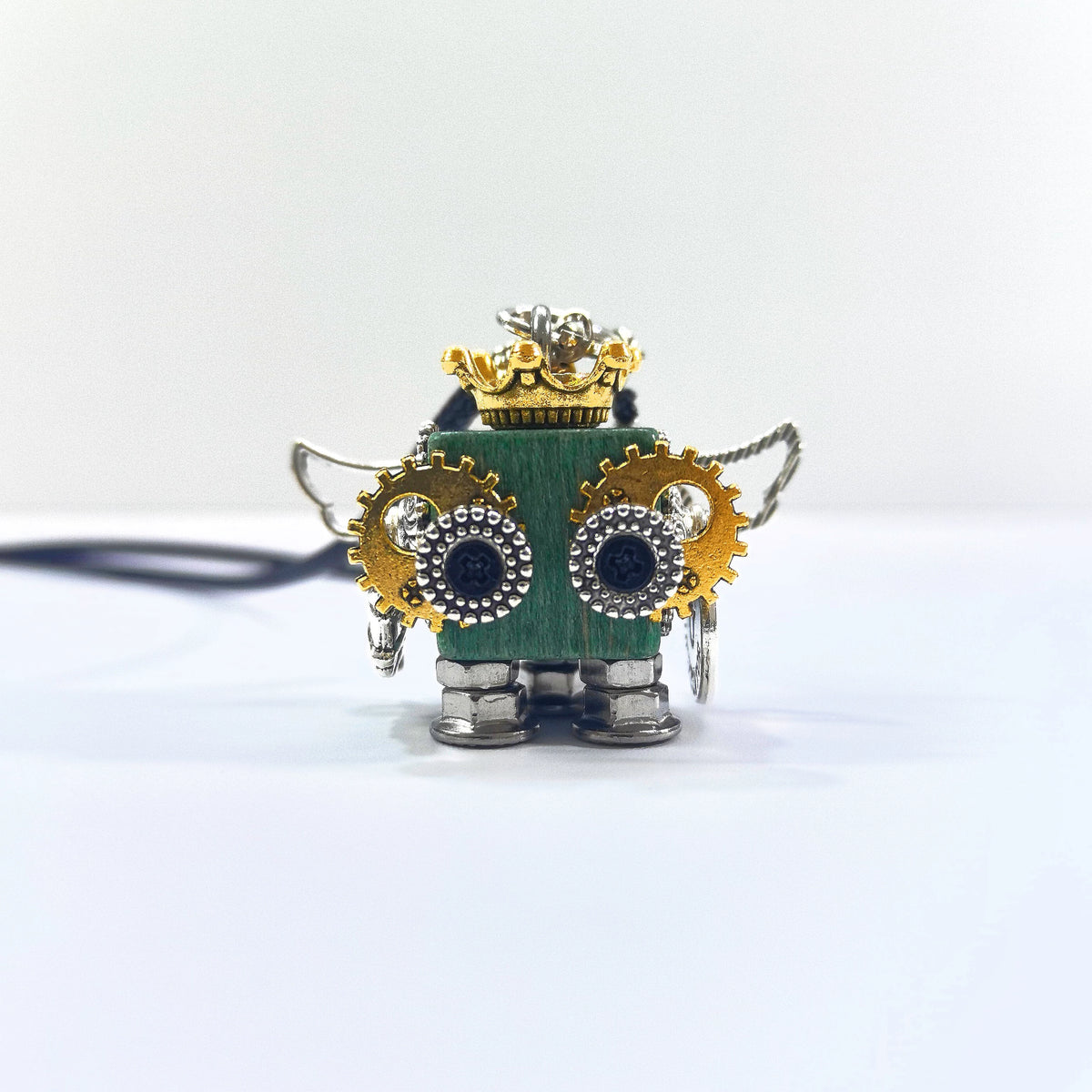 Wooden Steampunk Taurus Robot Pendant