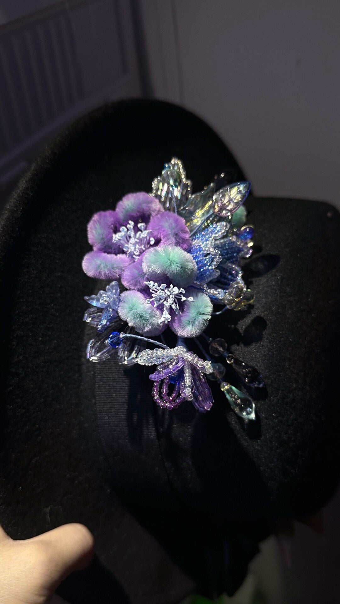 Multicolor Floral Hair Brooch with Crystals