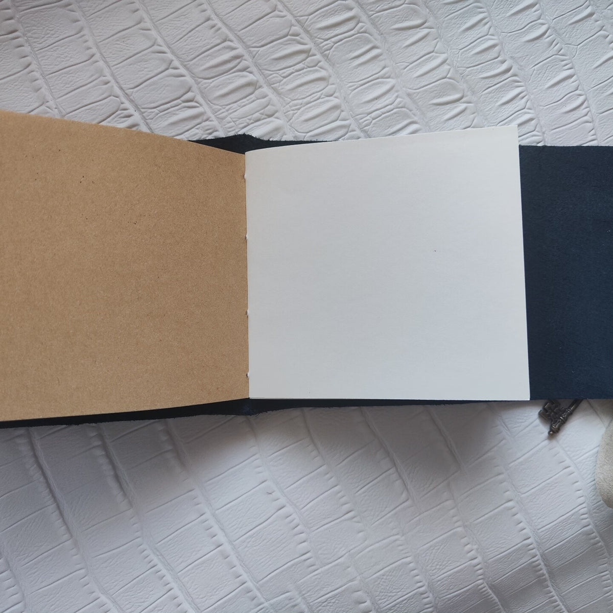 Teal Leather Journal with Metal Key Charm