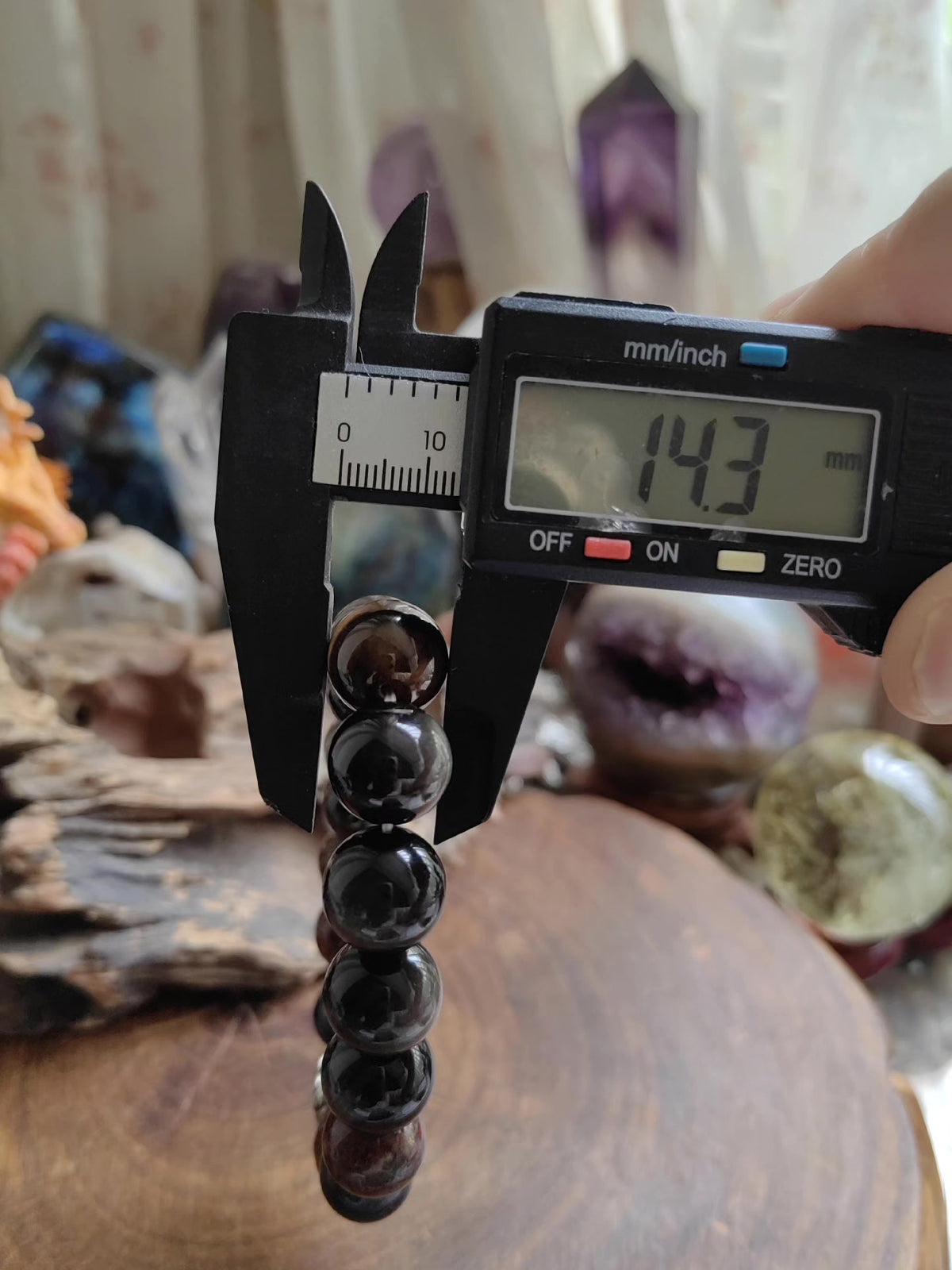 Bracelet de perles piérite obsidienne œil de tigre