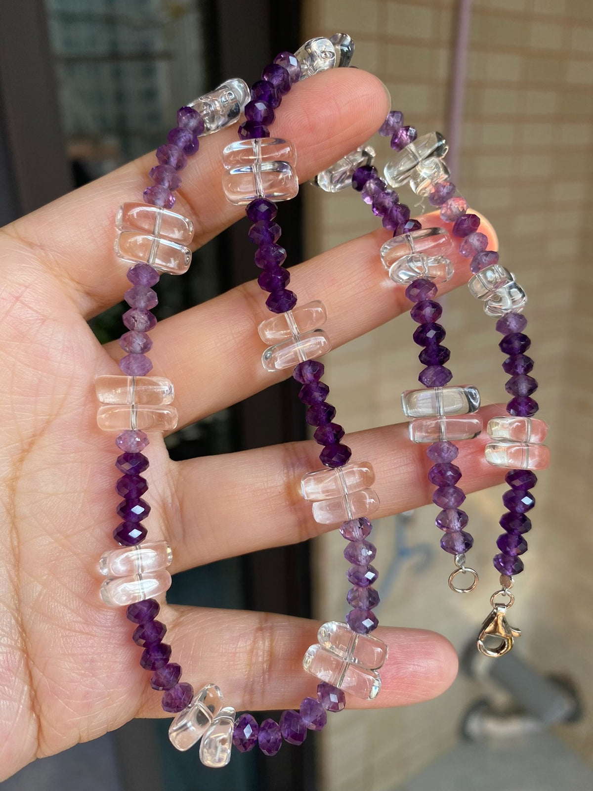 Amethyst and White Crystal Necklace