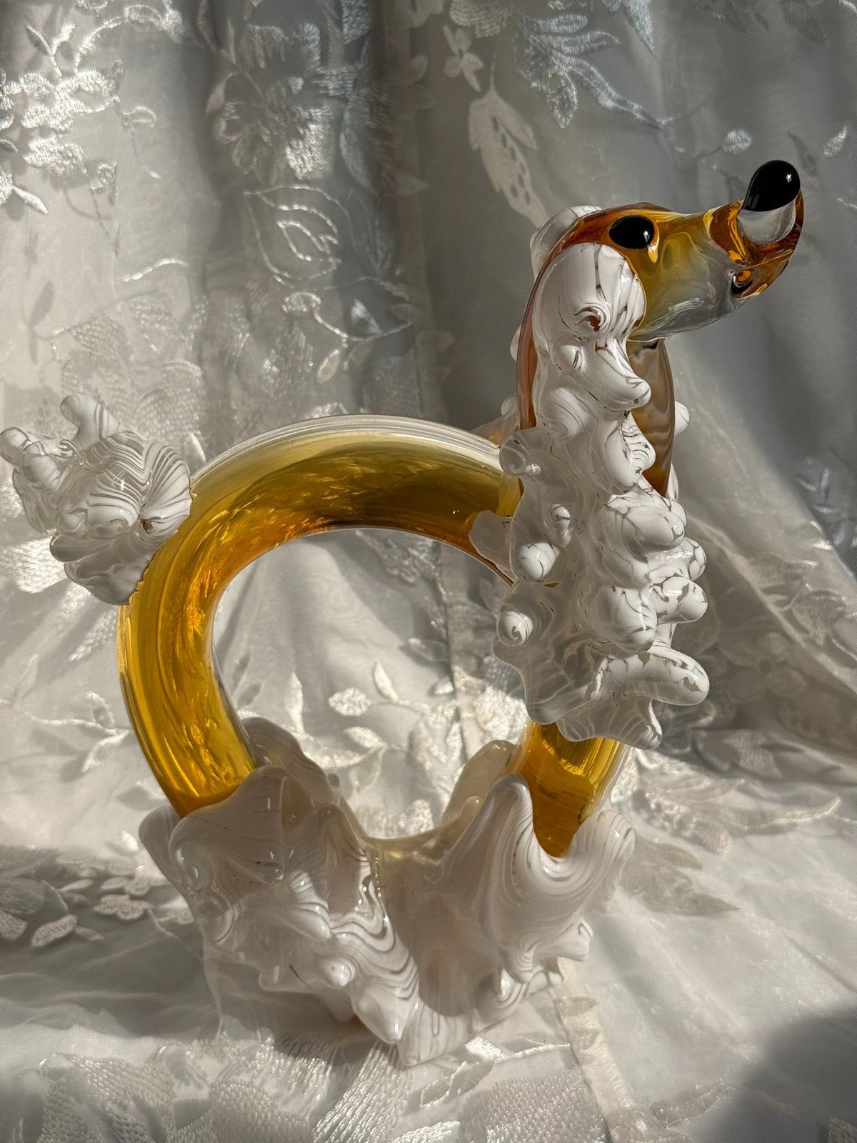 Amber Glass Poodle Figurine