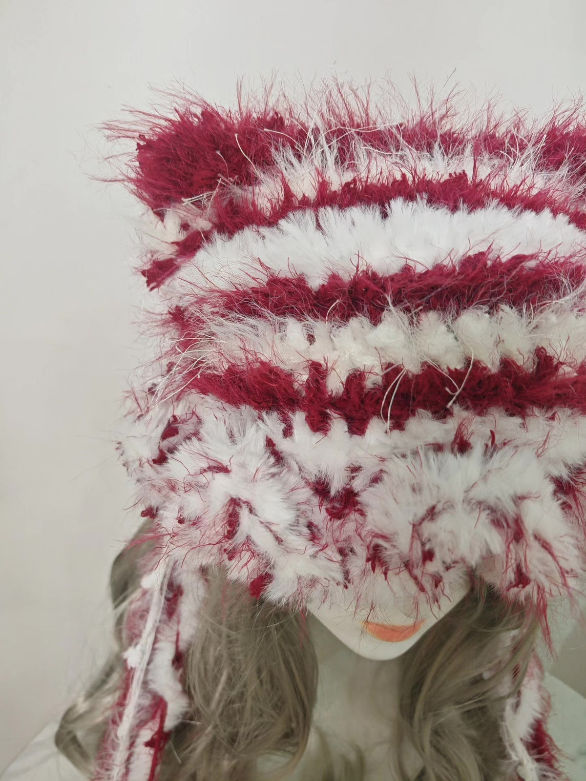 Red White Cat Ear Winter Hat