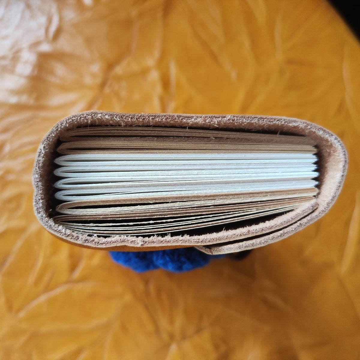 Handmade Cowhide Notebook with Crocheted Flower