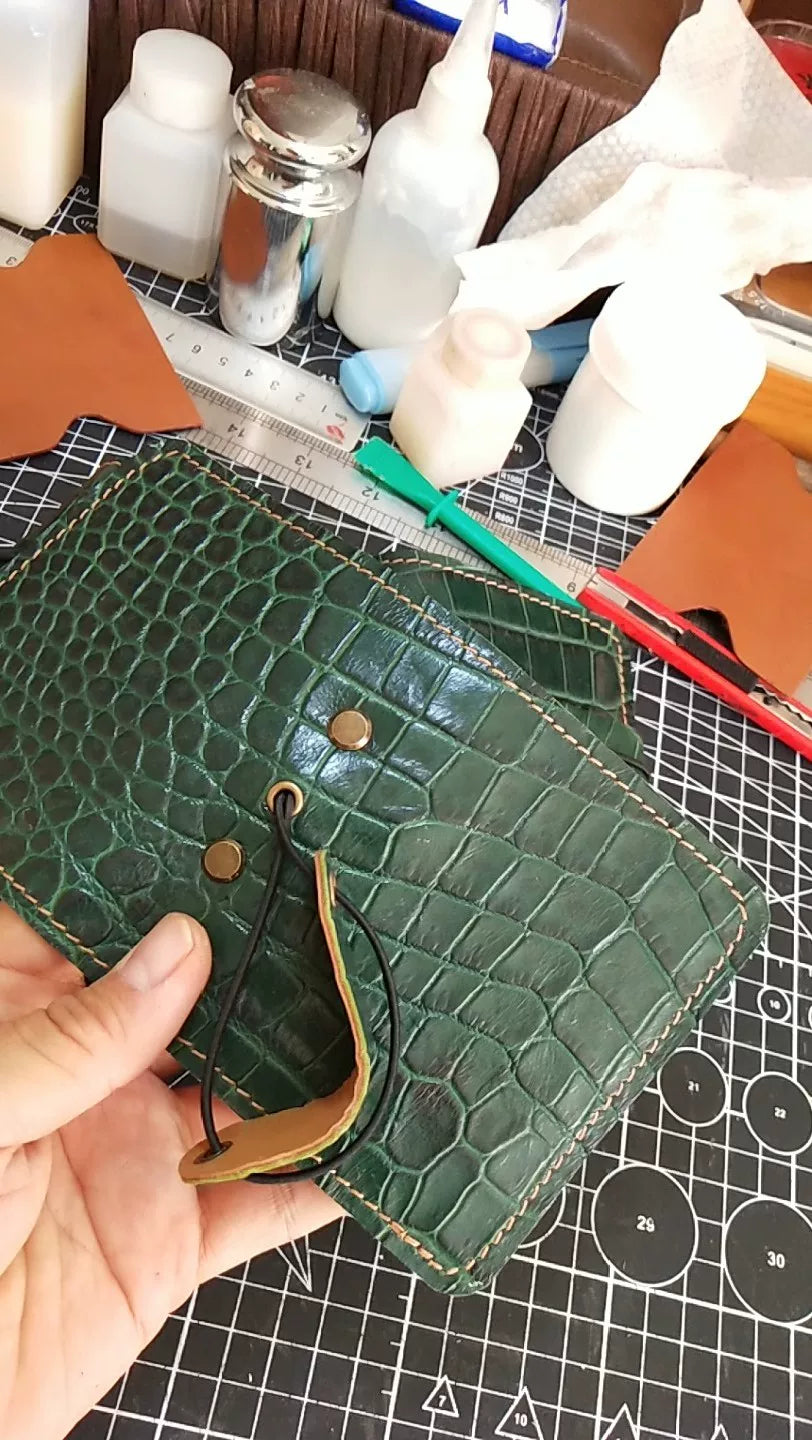 A9 レザージャーナルカバー クロコダイル型押し グリーン