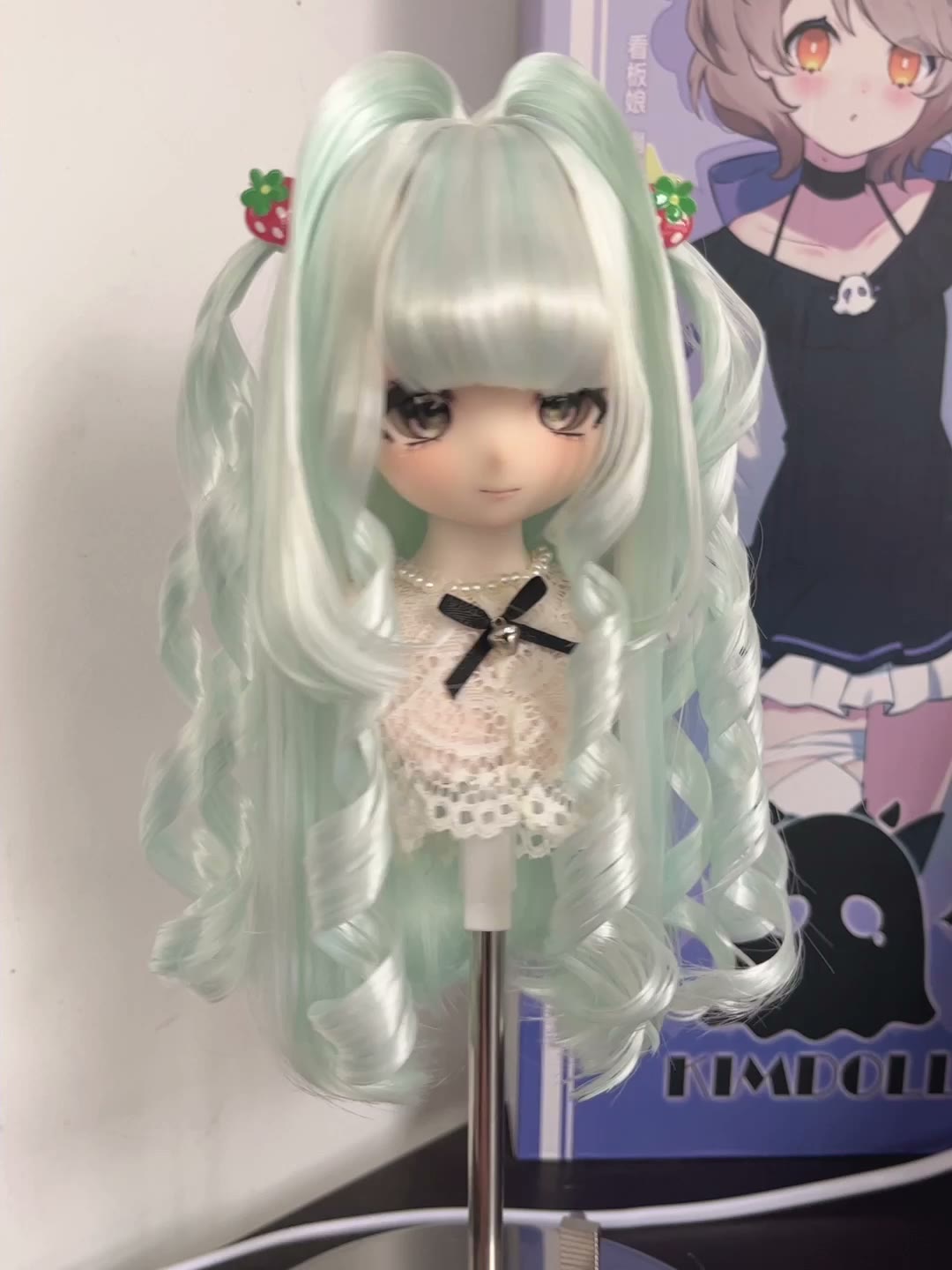 Doll Wig Pastel Mint Twin Tails