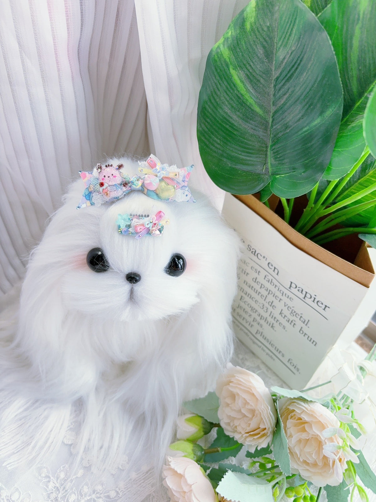 Handcrafted Pet Hair Clips Pastel Blue Set