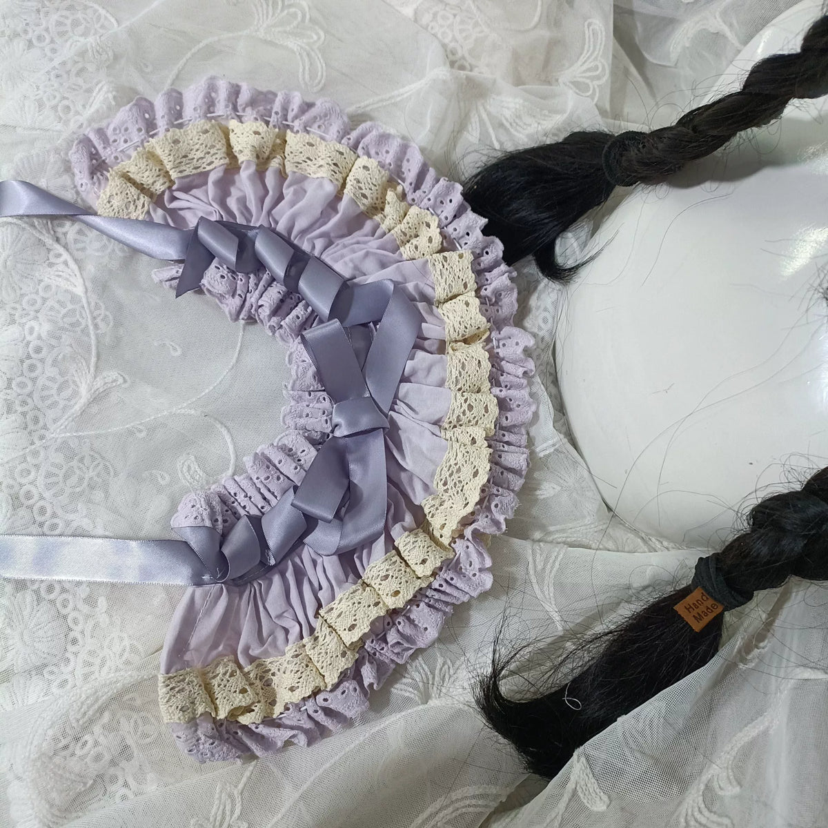 Gorro Tiara Lolita Roxo Claro de Dupla Função