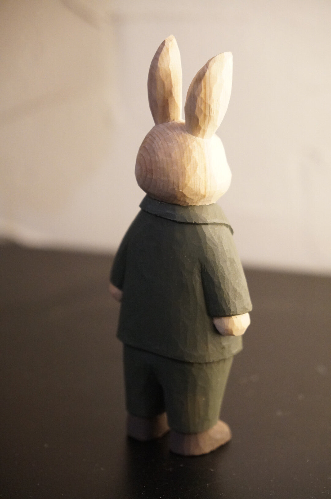 Hand Carved Wooden Rabbit Gentleman Sculpture