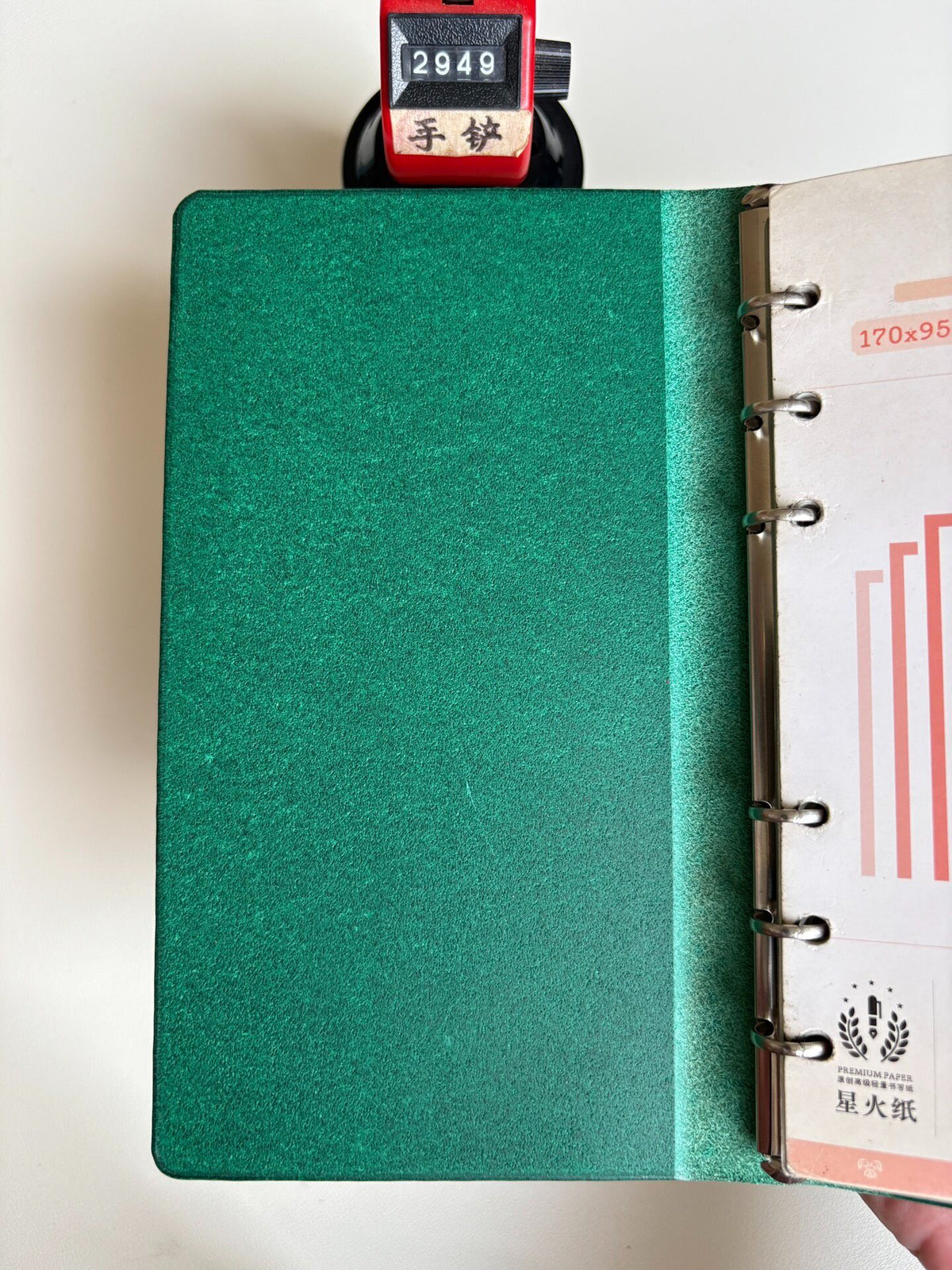 Handcrafted A6 Leather Binder Cover Green