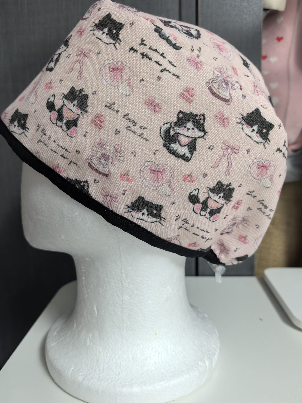 Cotton Linen Cat Print Surgical Cap