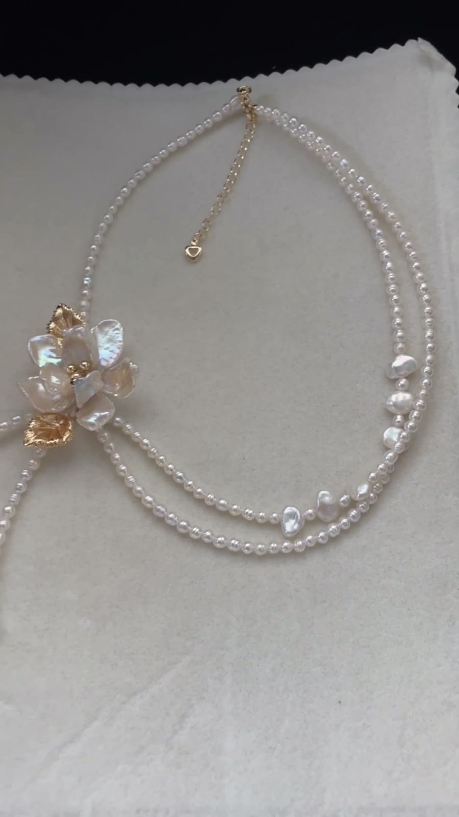 Light Champagne Gold Pearl Necklace