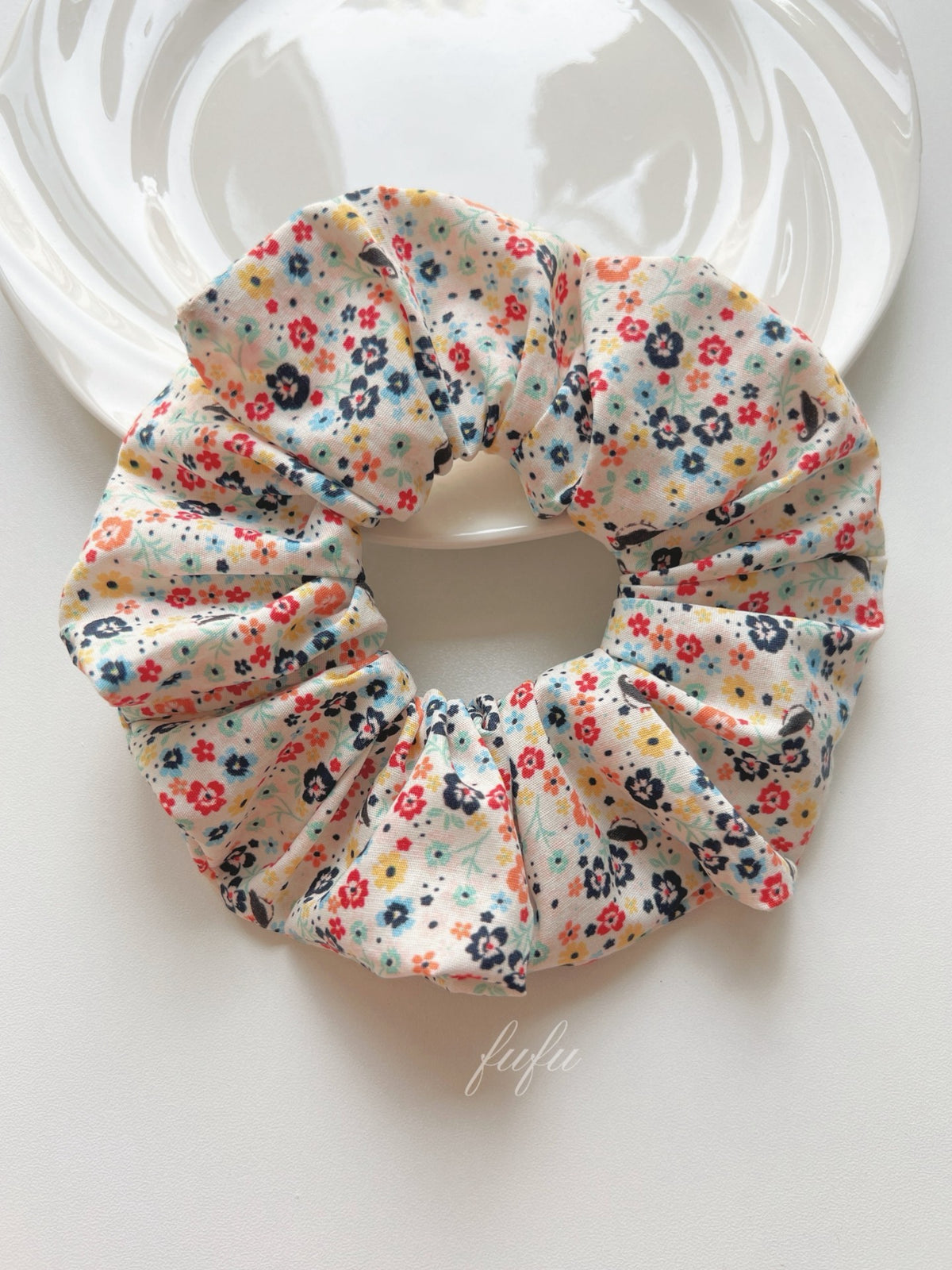 Multi-Color Floral Scrunchie 13cm